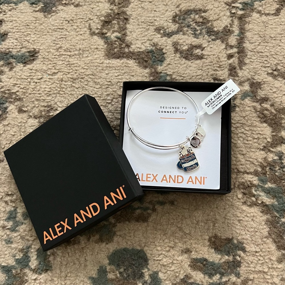 Alex & Ani Charm Bracelet - Coffee & Christmas Music